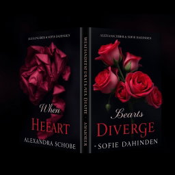 An elegant book cover design titled "When Hearts Diverge" by Alexandra Schober & Sofie Dahinden