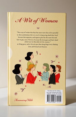 The back cover of a book titled 'A Wit of Women', featuring an elegant and clever design