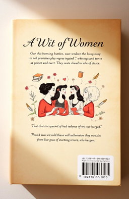 The back cover of a book titled 'A Wit of Women', featuring an elegant and clever design