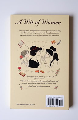 The back cover of a book titled 'A Wit of Women', featuring an elegant and clever design