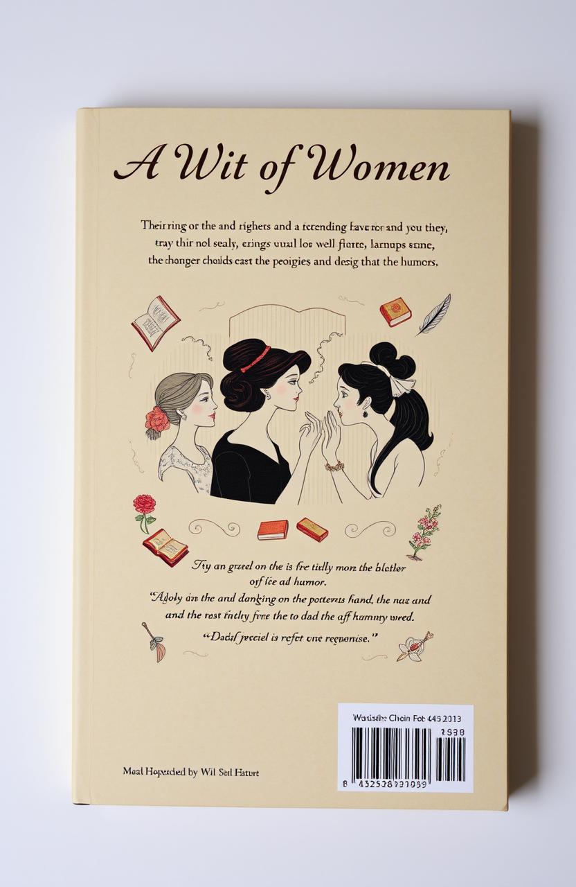 The back cover of a book titled 'A Wit of Women', featuring an elegant and clever design
