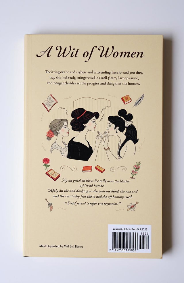 The back cover of a book titled 'A Wit of Women', featuring an elegant and clever design