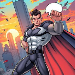 Create variations of a dynamic superhero scene in a modern comic book style