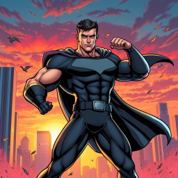 Create variations of a dynamic superhero scene in a modern comic book style