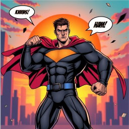Create variations of a dynamic superhero scene in a modern comic book style