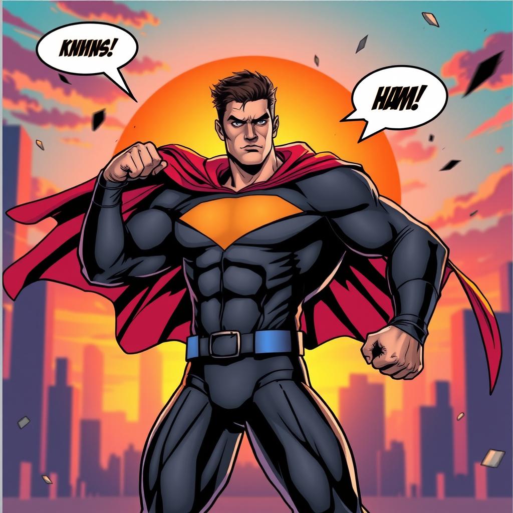 Create variations of a dynamic superhero scene in a modern comic book style