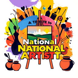 A vibrant and artistic poster design dedicated as a tribute to a National Artist