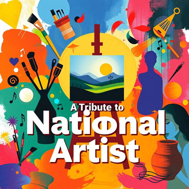 A vibrant and artistic poster design dedicated as a tribute to a National Artist