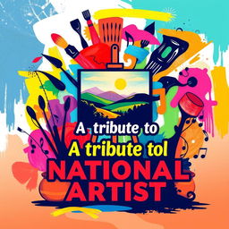 A vibrant and artistic poster design dedicated as a tribute to a National Artist