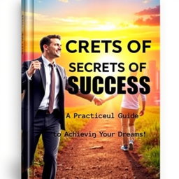 A captivating book cover design for 'Secrets of Success: A Practical Guide to Achieving Your Dreams'