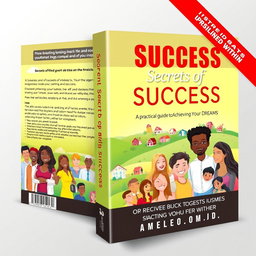 A visually stunning book cover design featuring the title 'Secrets of Success: A Practical Guide to Achieving Your Dreams'