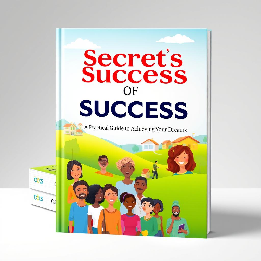A visually stunning book cover design featuring the title 'Secrets of Success: A Practical Guide to Achieving Your Dreams'