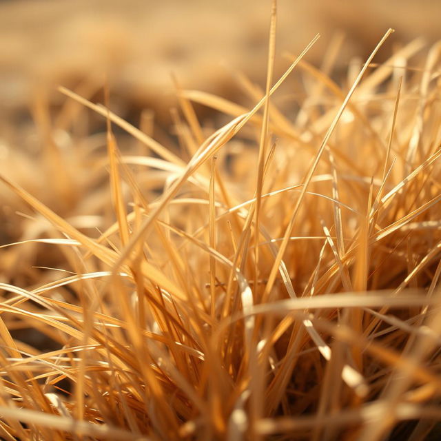 A close-up photograph of dry grass, shot from a 45° height angle