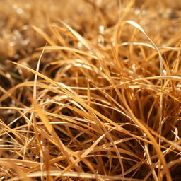 A close-up photograph of dry grass, shot from a 45° height angle
