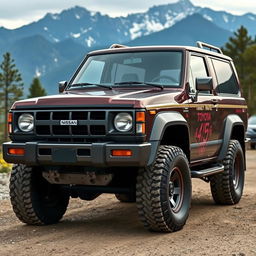 A creatively designed vehicle that merges the classic aesthetic of a 1988 Nissan Terrano with the modern features of a 2020 Toyota 4Runner