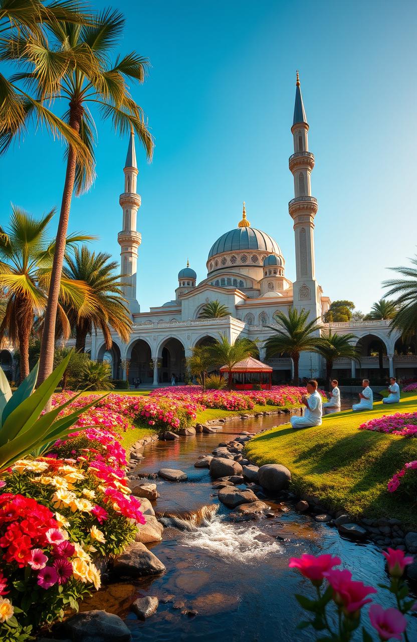 A serene scene representing spirituality and tranquility in an Islamic context