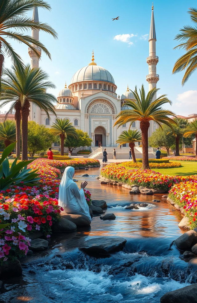 A serene scene representing spirituality and tranquility in an Islamic context