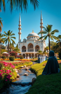 A serene scene representing spirituality and tranquility in an Islamic context