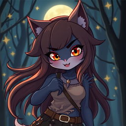 A cute yet evil werewolf girl, characterized by her ample bosom and charming demeanor