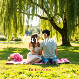 A charming romance book cover titled 'Our Spot'