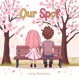A charming cartoon-style romance book cover titled 'Our Spot'