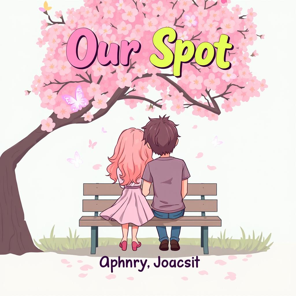 A charming cartoon-style romance book cover titled 'Our Spot'