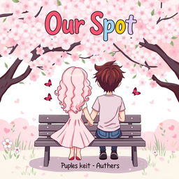 A charming cartoon-style romance book cover titled 'Our Spot'