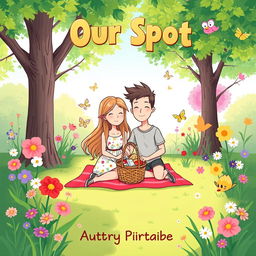 A delightful cartoon romance book cover titled 'Our Spot'