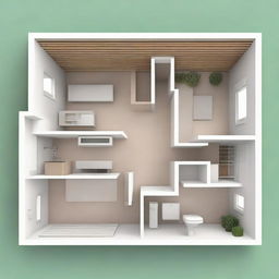 Generate a detailed image of a house fitting in a 79 square cm area.