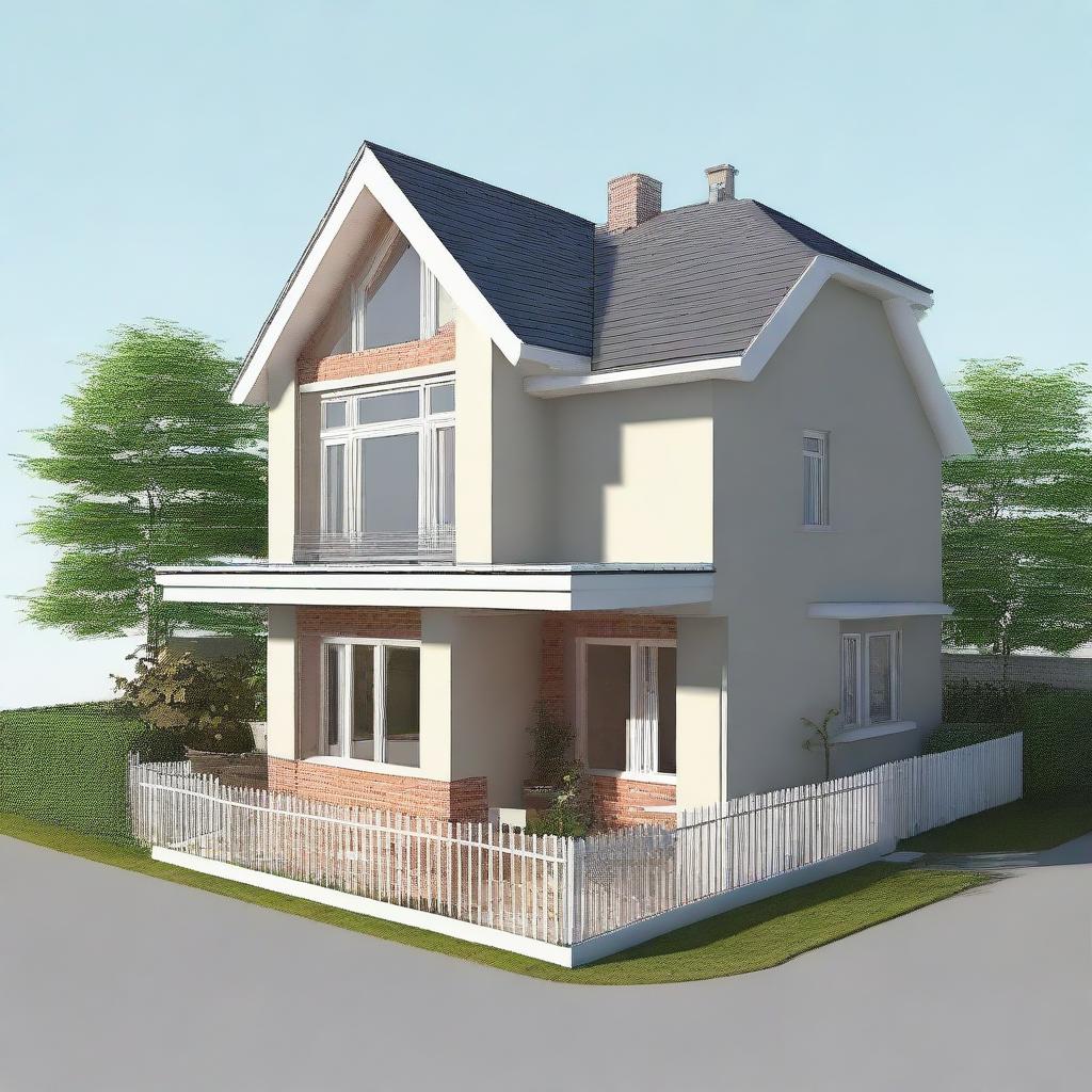 Generate a detailed image of a house fitting in a 79 square cm area.