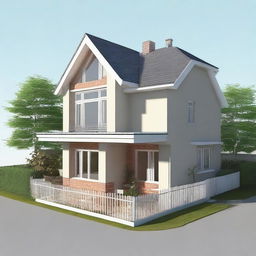 Generate a detailed image of a house fitting in a 79 square cm area.