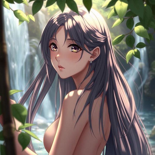 A highly detailed and realistic depiction of a nude anime character, showcasing intricate features and a lifelike representation of anatomy