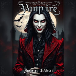 A captivating book cover design featuring a vampire character for a gothic novel
