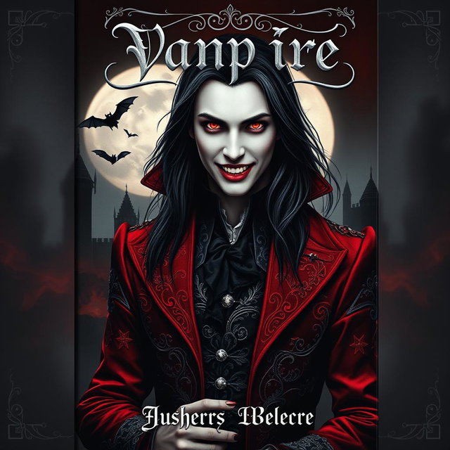 A captivating book cover design featuring a vampire character for a gothic novel
