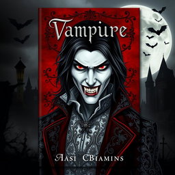A captivating book cover design featuring a vampire character for a gothic novel