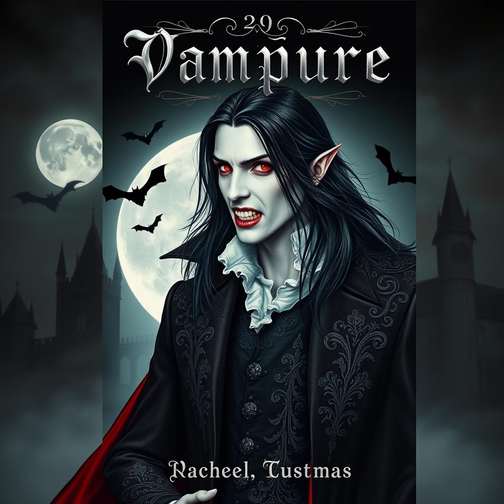 A captivating book cover design featuring a vampire character for a gothic novel