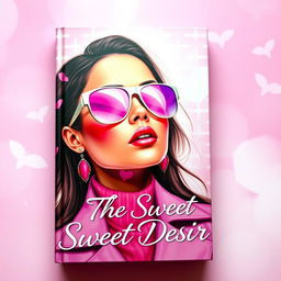 A stunning book cover titled 'The Sweet Desire', featuring a beautifully painted woman wearing stylish pink clothes