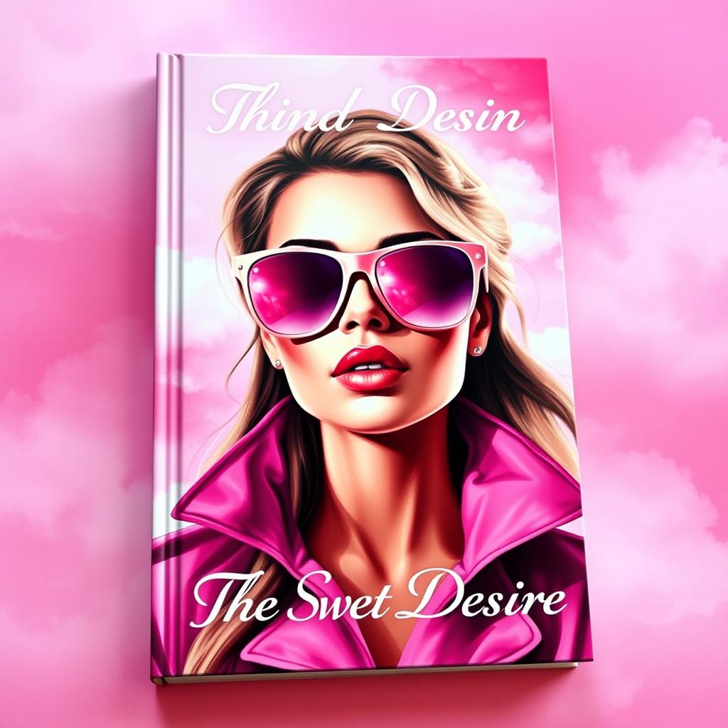 A stunning book cover titled 'The Sweet Desire', featuring a beautifully painted woman wearing stylish pink clothes