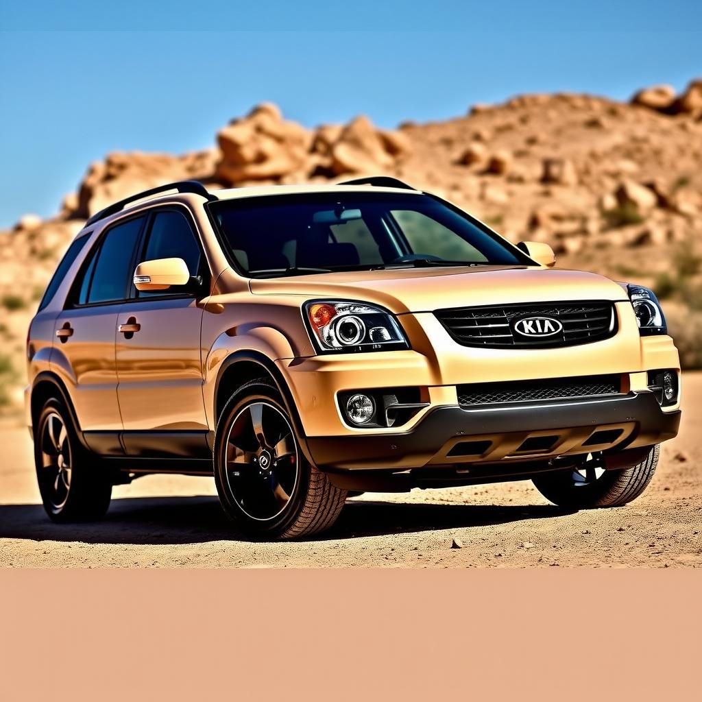 A 2007 Kia Sportage in a desert color, showcasing a sleek and stylish design