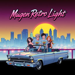 A vibrant and dynamic album cover for an early 2000's emo band called Mugen Retro Light