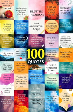 A vibrant and inspiring digital collage featuring over 100 motivational quotes, creatively designed with diverse typography