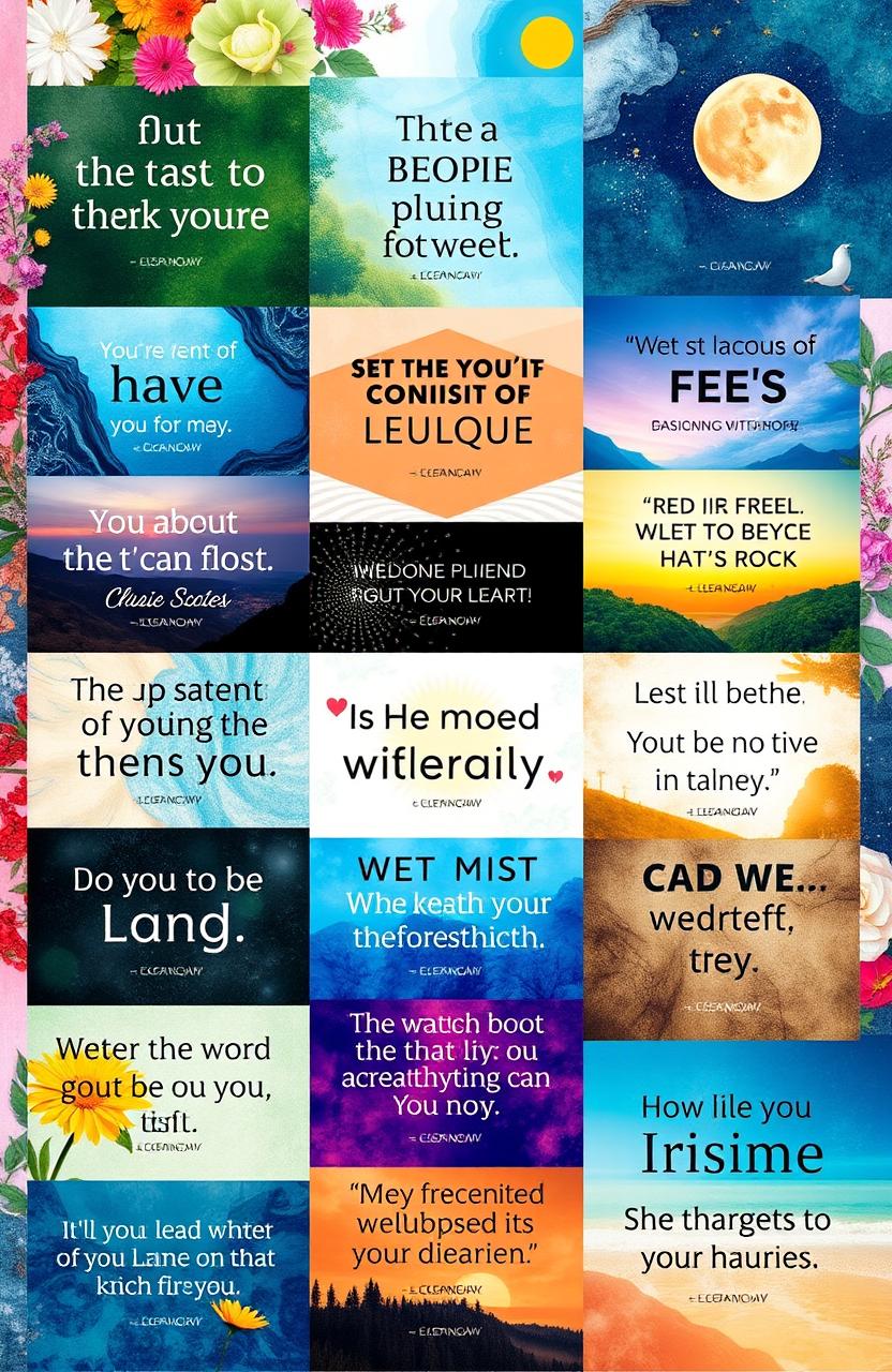 A vibrant and inspiring digital collage featuring over 100 motivational quotes, creatively designed with diverse typography