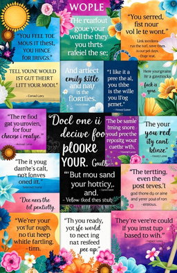 A vibrant and inspiring digital collage featuring over 100 motivational quotes, creatively designed with diverse typography