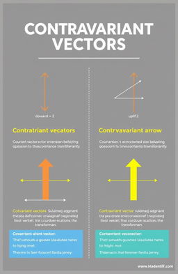 A visually engaging infographic comparing covariant and contravariant vectors conceptually