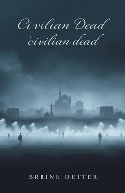A haunting and poignant poetry book cover depicting the isolation and desolation of a large number of individuals defined as 'civilian dead'