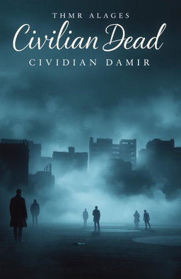 A haunting and poignant poetry book cover depicting the isolation and desolation of a large number of individuals defined as 'civilian dead'