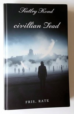 A haunting and poignant poetry book cover depicting the isolation and desolation of a large number of individuals defined as 'civilian dead'
