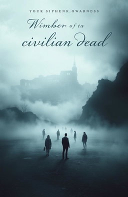 A haunting and poignant poetry book cover depicting the isolation and desolation of a large number of individuals defined as 'civilian dead'
