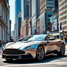 A sleek and futuristic reinterpretation of the retro Aston Martin DB5 Vantage for 2026, featuring modern touches while preserving its iconic silhouette