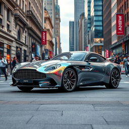 A sleek and futuristic reinterpretation of the retro Aston Martin DB5 Vantage for 2026, featuring modern touches while preserving its iconic silhouette